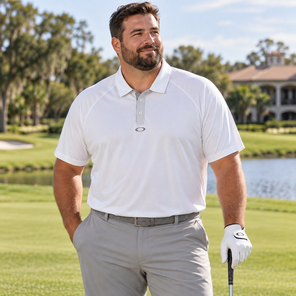 Oakley O-Hydrolix Mens XXL White Golf Polo Shirt Regular Fit Short Sleeve